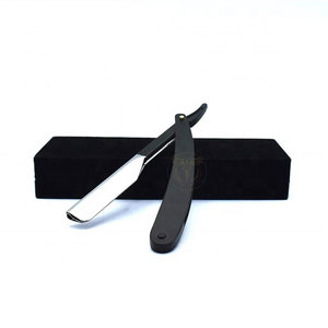 Straight Razor Cut Throat <b>Barber</b> Carbon Steel <b>Blade</b> Black Handle Vintage Shaving - Product Image 3