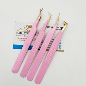 Pince à cils rose plaquée or, pointe lisse, outils de précision pour extensions de cils - Product Image 3