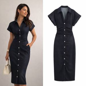 Nouvelle Robe Courte Moulante à Manches Longues Tendance, Robe Décontractée d'Été Personnalisable avec Logo OEM, Robe Midi Écologique en Gros - Product Image 1