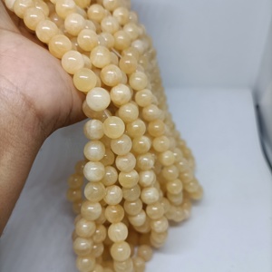 High quality Yellow Calcite 8mm 45 to 48 natural beads string wholesale crystal For <b>healing</b> & energy meditation reiki crystal - Product Image 1