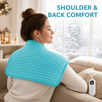 Coussin chauffant électrique de luxe personnalisé en peluche cyan 30x60cm avec contrôleur numérique LED, 6 niveaux de chaleur, arrêt automatique de sécurité, chaleur douce