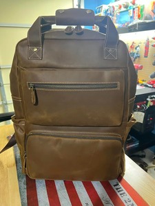 Sac à dos pour ordinateur portable en cuir véritable vieilli, imperméable, antivol, sac de voyage robuste en cuir LBP-0449 - Product Image 4