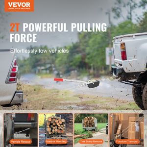 Estrattore a Cricchetto per Carichi Pesanti da 2 Tonnellate (4.409 libbre) con Cavo in Acciaio da 3,6 m e 2 Ganci, Verricello per Elevata Capacità di Trazione - Product Image 2