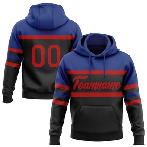 Wholesale Direct Industry New Design Custom Stitched Black <b>Red</b>-Royal Line Sports Pullover Sweatshirt <b>Hoodie</b> - Product Image 1