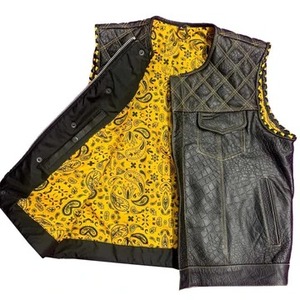 Chaleco de Motociclista de Cuero Acolchado Estilo Caza con Grabado de Cocodrilo para Hombre, Chaleco de Motociclista con Espacio Oculto para Portación de Armas - Product Image 4