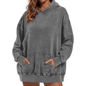 Sudaderas con Capucha Personalizadas de Alta Calidad para Mujer y Unisex, Sudadera con Capucha de Algodón Grueso de 500 g/m² con Lavado Ácido y Emblema Frontal - Product Image 2