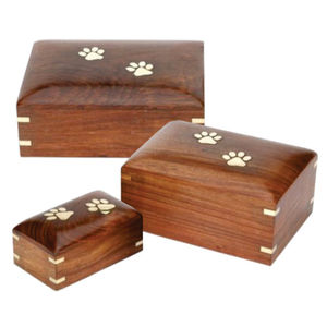 Custom Wood Pet Cremation Urn Brass Paw Print Dog Cat Ashes Storage <b>Box</b> Handcrafted <b>Memorial</b> Funeral Urns <b>Keepsake</b> Wood Urns - Product Image 1