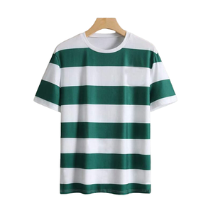 T-shirts à manches courtes rayés, imprimés vintage, respirants, à séchage rapide, 100% polyester, personnalisables en gros - Product Image 4