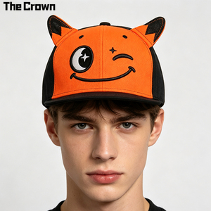 Custom Logo Funny <b>Hat</b> Embroidered Character Face Cap Wholesale Bulk 3D Horn Ears <b>Flat</b> Brim Novelty <b>Hat</b> Manufacturer - Product Image 1