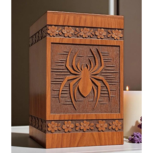 Handcrafted Wooden Urn <b>Box</b> with Spider | Personalized Cremation Urn Memorial <b>Keepsake</b> by AYAANS - Product Image 1
