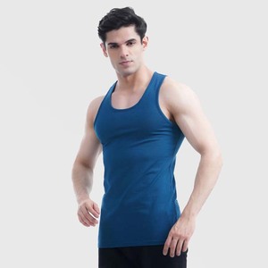 Débardeur tricoté bleu uni pour homme, col rond, respirant, décontracté, style sportif - Product Image 5