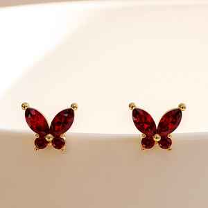Pendientes de Mariposa con Granate Delicado, Plata de Ley 925, Chapados en Oro de 14K, Certificados por IGI, Joyería para Mujer, Regalo de Aniversario o Fiesta - Product Image 1
