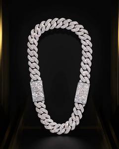 Cadena Cubana VVS1 Moissanite de Plata Esterlina 925 con Detalles en Oro Blanco de 14K, Hecha a Mano, Cadena Cubana para Hombre, Estilo Hip Hop - Product Image 5