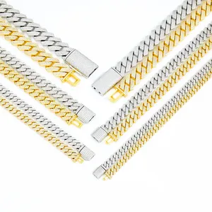 Venta al por mayor de fábrica: Joyería de plata de ley 925 personalizada con diamantes de moissanita VVS, collar de moissanita para hombre, cadena cubana. - Product Image 3