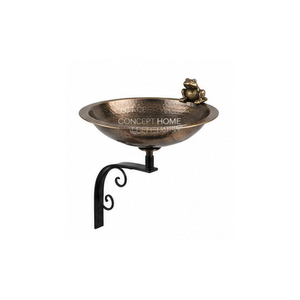 Baño para Pájaros de Cobre Hecho a Mano para Montar en la Pared con Adorno de Libélula, Decoración Tradicional para Jardín Exterior, Acabado Pulido - Product Image 3