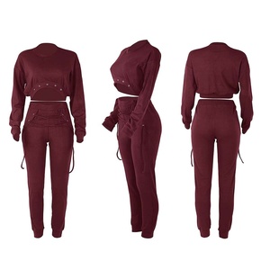 ชุดลำลองฤดูหนาวสำหรับผู้หญิงแบบสองชิ้น PIHA SPORTS เสื้อฮู้ดและกางเกงขายาวมีกระเป๋าข้าง ผลิตจากผ้าโพลีเอสเตอร์/คอตตอนฟลีซ น้ำหนัก 260 กรัม - Product Image 5