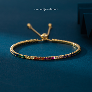Rainbow Zircon Tennis <b>Bracelet</b> 925 Sterling Silver Adjustable Chain Bangle for Women Party Wedding Gift - Product Image 5