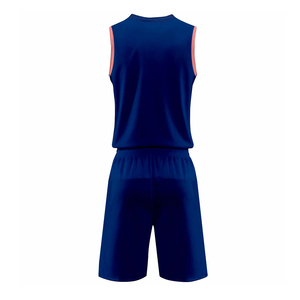 Ensemble de maillots de basket sans manches pour hommes, col en V, imprimé géométrique sublimé, vêtements de sport respirants, bleu et marine - Product Image 4