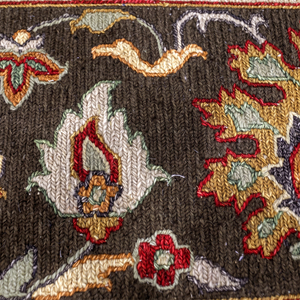 Alfombra DECORDEC de Lana con Medallón Floral Beige Marfil, Tejida a Mano, con Borde Botánico Color Óxido Oliva, Antideslizante y Ecológica para Sala de Estar - Product Image 4