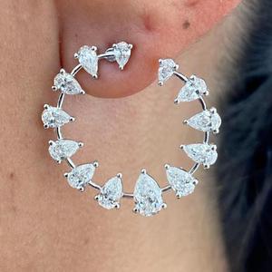 Pendientes de Aro con Diamantes en Forma de Pera, Pendientes de Diamantes Cultivados en Laboratorio, Pendientes de Aro con Corte de Pera, Pendientes de Lujo para Novia, Joyería Fina - Product Image 1