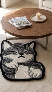 Alfombra Decorativa de Diseño Animal, de Lana, Hecha a Mano, Antideslizante, Suave y Afelpada, con Forma de Animal Gris Durmiendo, para Dormitorio o Sala de Estar - Product Image 5