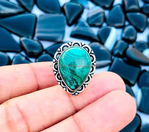 Impresionante anillo de piedras preciosas de malaquita natural, joyería hecha a mano de Plata de Ley 925 para compromiso, boda, regalo del Día de San Valentín para - Product Image 2