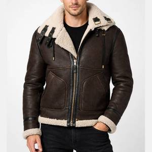 Chaqueta de Cuero para Hombre Estilo Bomber B-6 Marrón Vintage - Transpirable, con Cierre de Cremallera, Cuero Genuino - Chaqueta de Cuero Marrón - Product Image 1
