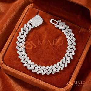 Silver Moissanite Chain Link <b>Bracelet</b> New York Fashion Jewelry Gift Trendy Elegant <b>Bracelet</b> - Product Image 4