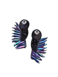 Vintage Women's Hand Embroidered Earrings Beautiful Parrot Multi-sequin Beaded Drop Earrings for Parties for <b>Girls</b> - Product Image 4