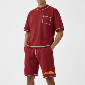Conjunto de 2 Piezas para Hombre, Nuevo, Verano, Estampado, Camiseta de Manga Corta Transpirable de Poliéster y Algodón, Ropa Casual para Fin de Semana - Product Image 1