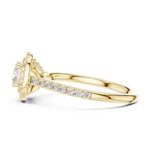 Anillo de Diamante Cultivado en Laboratorio SHREERAJ SOLITAIRE, Oro de 14K/18K, Doble Halo, 0.50Ct, DEF VVS, Pavé, Chapado en Rodio, Anillo de Joyería Fina Elegante - Product Image 5
