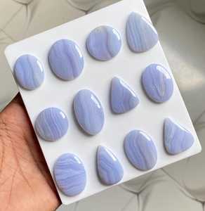 Wholesale Top Grade Natural Blue Lace Agate Cabochon Rare Crystal Quartz Jade Gemstone for Healing for Jewellery Making MAHNAJ - Product Image 4
