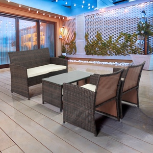 NUEVO Juego de Muebles de Jardín de Mimbre Sintético para Exteriores, Moderno, de Primera Calidad, IPRO, No Plegable, 4 Piezas, Resistente a los Rayos UV, para Todo Clima, Lavable, 1.5 - Product Image 3