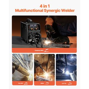 Saldatrice MIG Sinergica 200A 4-in-1 Gas/MIG/Flux Core/MIG/Stick/Lift TIG Multiprocesso 110V/220V - Product Image 2