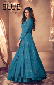 Mode indienne à la mode pour les femmes longue soie Banglory avec broderie Anarkali Kurti robe avec Dupatta costume de fête de mariage - Product Image 2