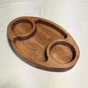 Plateau de service ovale en bois pour fruits secs, avec poignée, design rustique, pour noix et fruits - Product Image 3