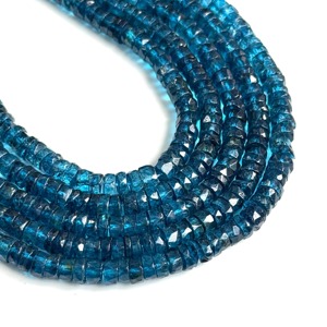 Perles de topaze bleue de Londres naturelle facettées en forme de pneu 6MM, perles de topaze bleue de Londres en forme de roue 16 pouces, perles Heishi de topaze bleue en gros - Product Image 1