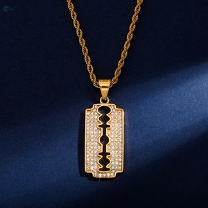 จี้รูปใบมีดโกนเพชรเลี้ยงในห้องปฏิบัติการแบบขายส่ง ประดับเพชรเต็มตัว สไตล์ฮิปฮอป จี้แบบปรับแต่งได้ เครื่องประดับสำหรับแร็ปเปอร์ - Product Image 6