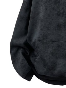 Sweat à capuche streetwear avec patch brodé appliqué, effet vintage délavé à l'acide, délavé soleil, usé, couleur unie, en molleton, manches classiques, poche - Product Image 5