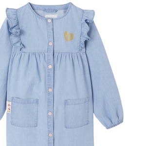 ชุดเดรสยีนส์ทรงเอ คลาสสิกสำหรับเด็กผู้หญิง ใส่สบาย ผ้าฝ้าย 100% สายปรับได้ ซักแบบพิเศษ มีตัวเลือกขนาด 3D - Product Image 3