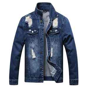 Veste en jean pour homme, respirante, design personnalisé, tendance, élégante, manches longues, avec logo personnalisé. - Product Image 1
