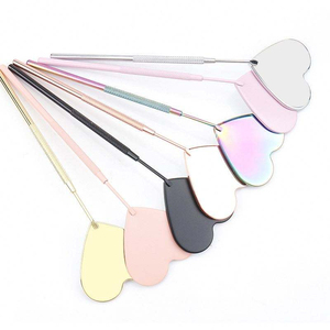 Wholesale Stainless Steel Round Wall Mounted Gold-Plated Lash Extension Inspection <b>Mirror</b> Large Non-Slip Handle Makeup Salon - Product Image 3