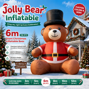 Orso di Natale Gonfiabile Gigante da 6m per Esterni, Statua Gonfiabile Grande per Giardino e Decorazioni per Centri Commerciali - Product Image 2