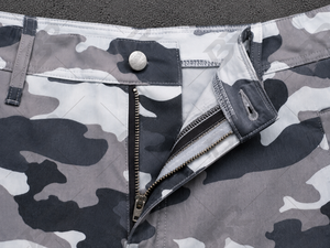 Gray <b>Camo</b> Vintage Woven <b>Men</b> Denim Cargo Shorts Mid Waist Quick Dry Casual Winter Summer Wear - Product Image 5