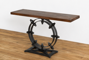 <b>Industrial</b> <b>Console</b> <b>Table</b> Metal Base solid wood top <b>Console</b> <b>Table</b> Entryway <b>Table</b> <b>Industrial</b> Furniture - Product Image 3
