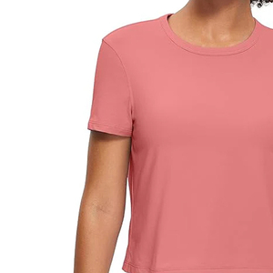 Active Style women crop top t shirt breathable stretch fabric short sleeve slim fit for gym workouts yoga training casual wear - Product Image 3