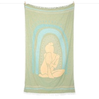Serviette de plage et de yoga Superdry en gros, personnalisable avec logo, serviettes de bain turques personnalisées, à pompons, 100% coton, Peshtemal Jacquard