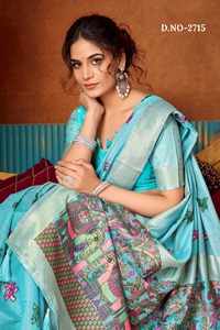 Traje de Saree de Diseño de Lujo con Hilo y Lentejuelas Intrincados y Adornos de Moti para Mujer, Uso Diario o para Fiestas, para Exportación - Product Image 2