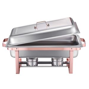 Set da buffet con scaldavivande in acciaio inox da 8 Qt, 2 pezzi, teglie rettangolari di dimensioni standard, coperchio, controllo manuale della temperatura, per catering - Product Image 6