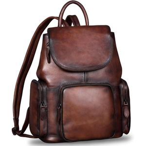 High End Convertible Genuine Waxed Buffalo Spacious Leather Backpack For Women Casual <b>Office</b> Travel Fashion Bag - Product Image 1